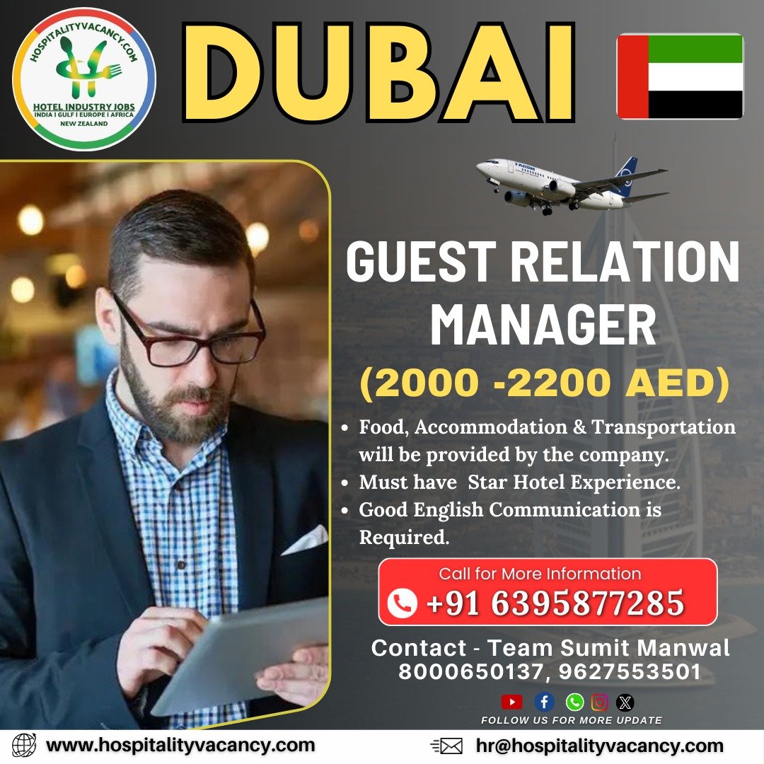 Discover top hotel management jobs in Dubai for Guest Relations Managers. Elevate your career today!