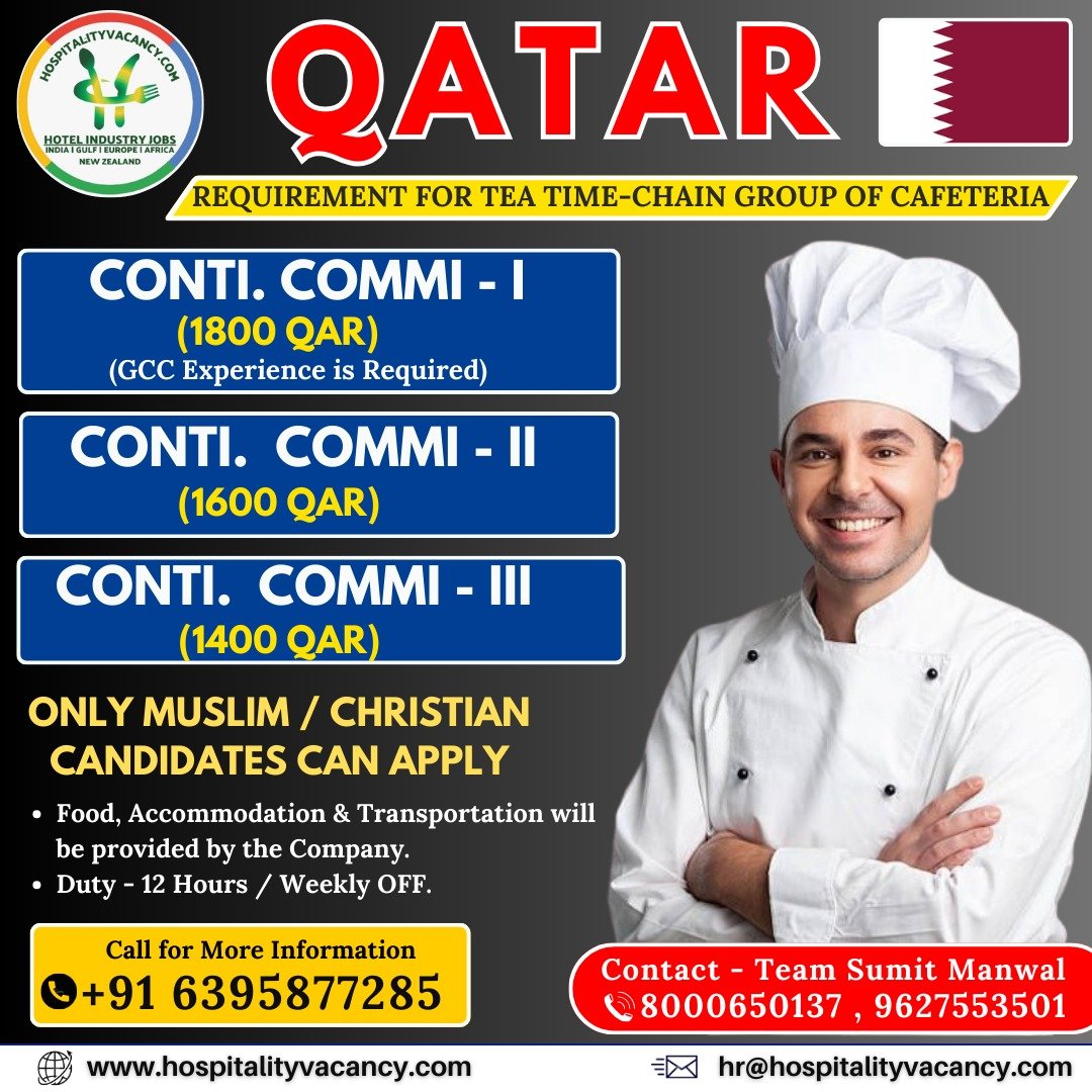 Exciting Hotel Jobs for Conti Commi in Qatar