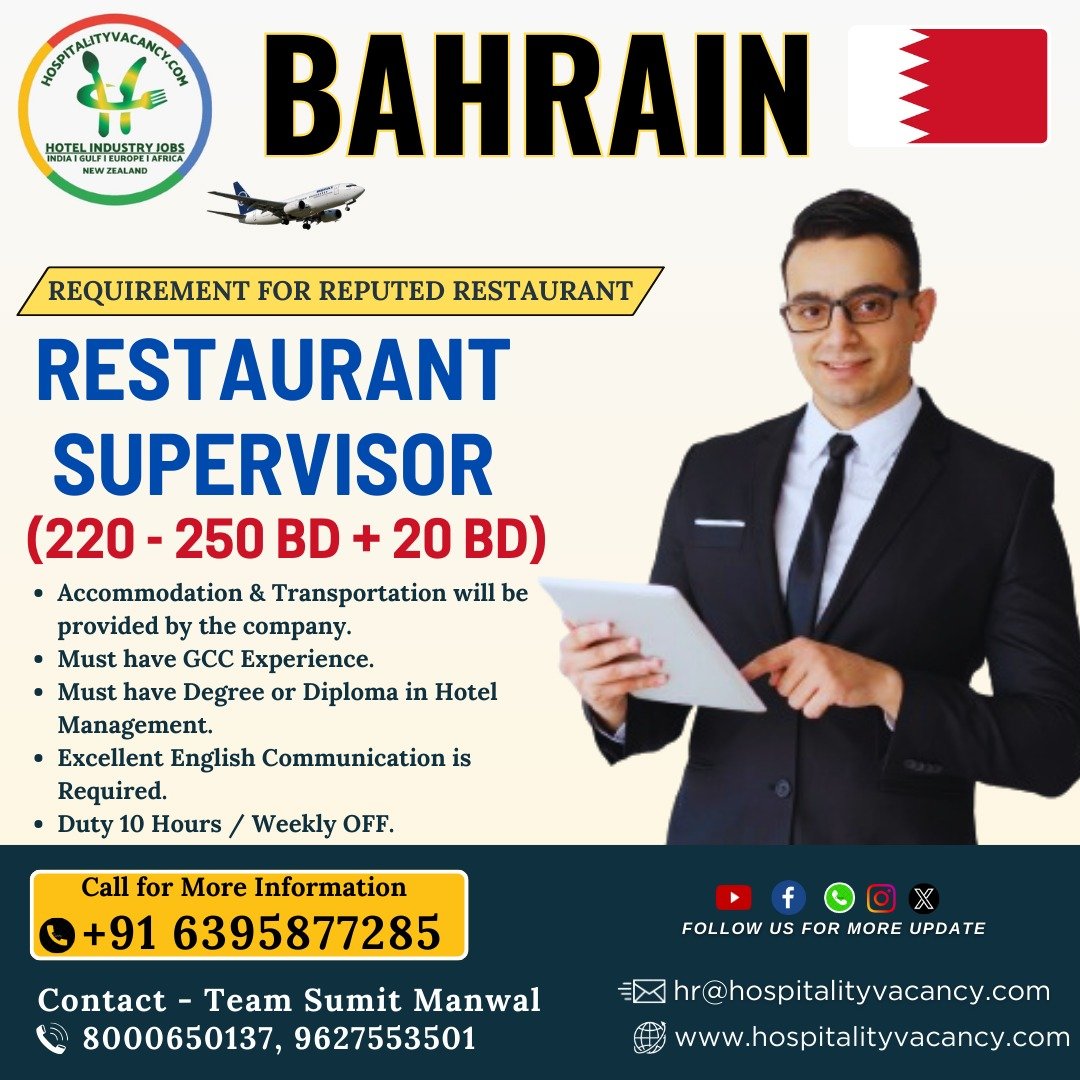 Exciting Restaurant Supervisor Roles in Bahrain