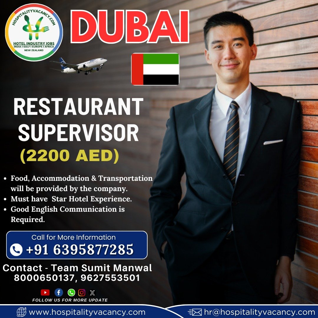 Exciting Restaurant Supervisor Roles in Dubai