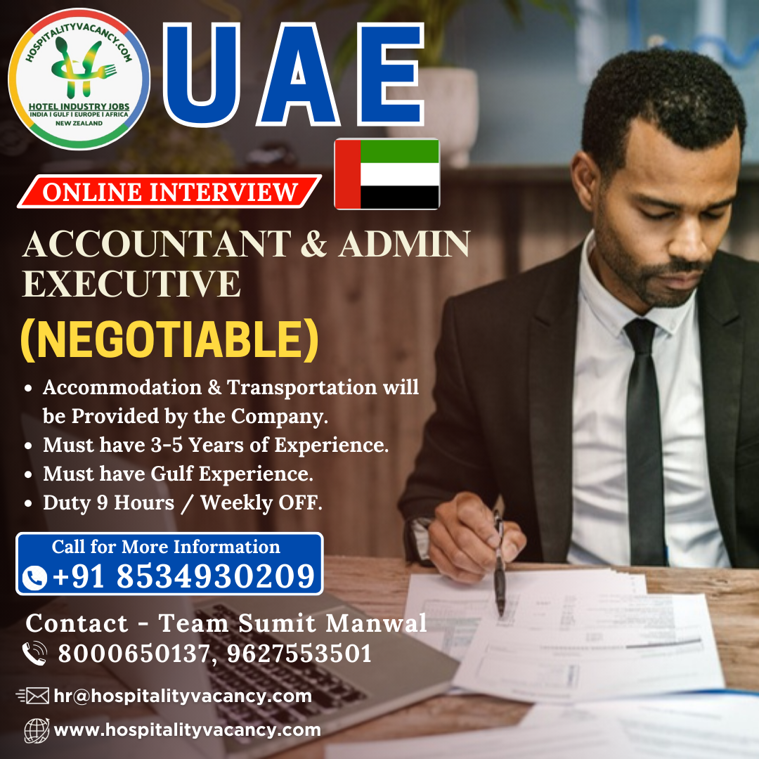 Accountant and Admin Jobs in UAE Hotels