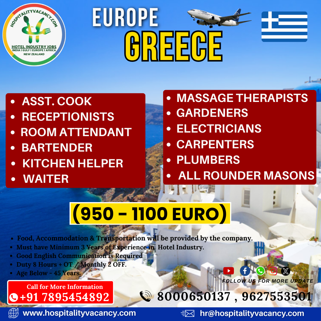 Hotel jobs in Greece