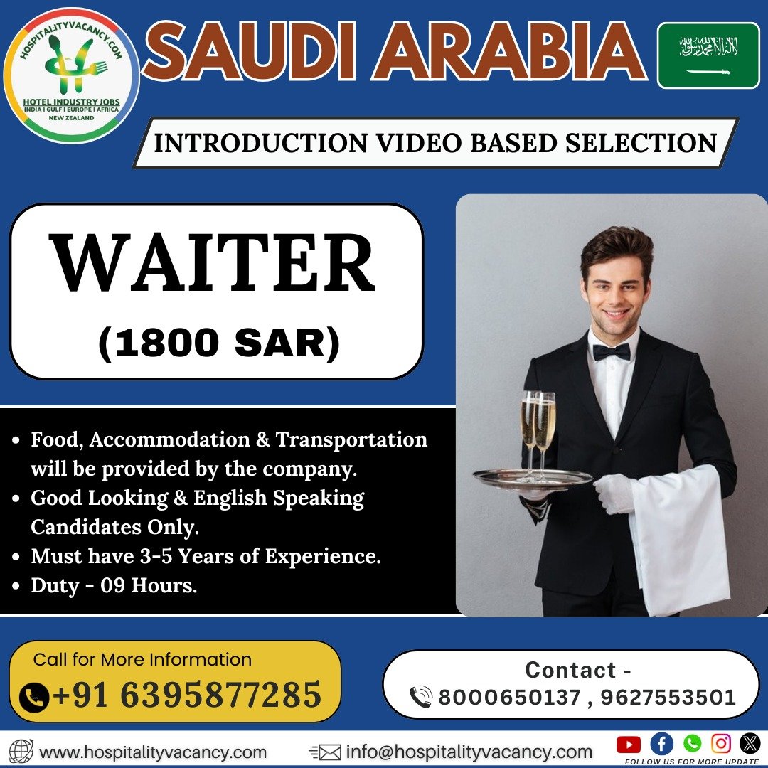 Waiter Vacancies in Saudi Arabia